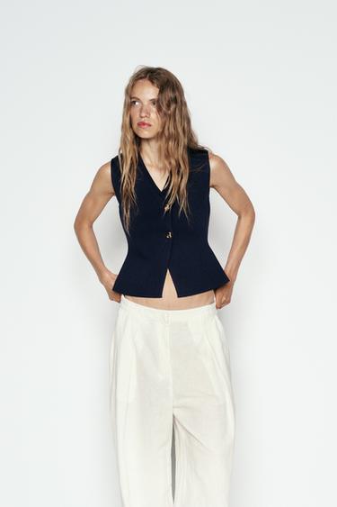 TOP CHALECO PUNTO LISO - Marino de Zara