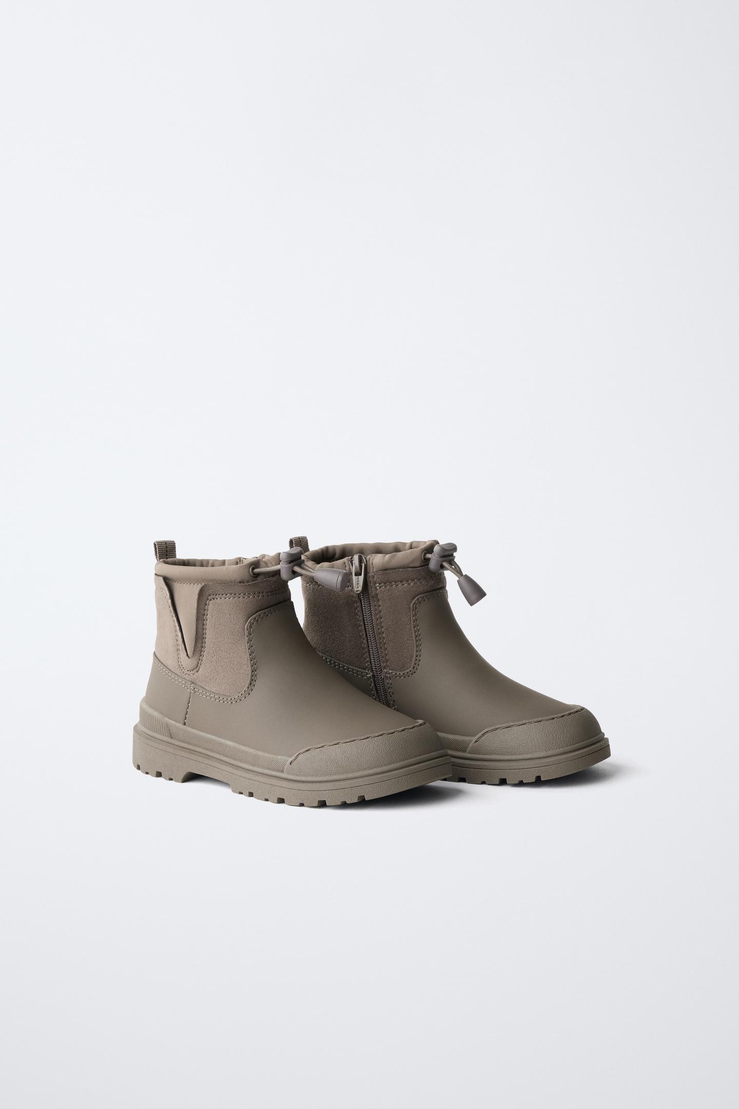 Детские ботинки Zara Mixed-Material Ankle, цвет: Серо-коричневый серый — фото 2