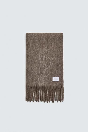 Zara BRUSHED TEXTURED SCARF - Dark brown