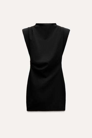 Zara SHOULDER PADS SHORT DRESS - Black