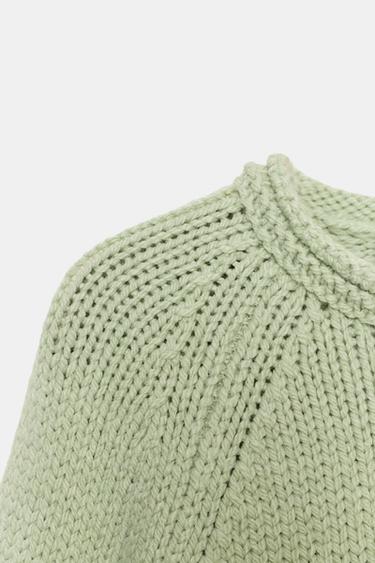 PULL EN MAILLE À BAS ASYMÉTRIQUE - Vert d'eau de Zara - Image 7