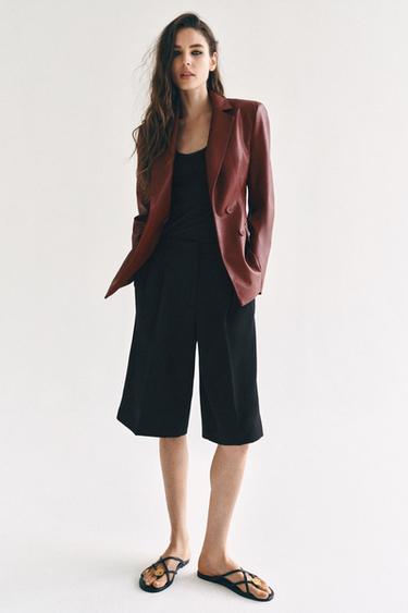 BLAZER DE POLIURETANO - Vermelho-claro da Zara