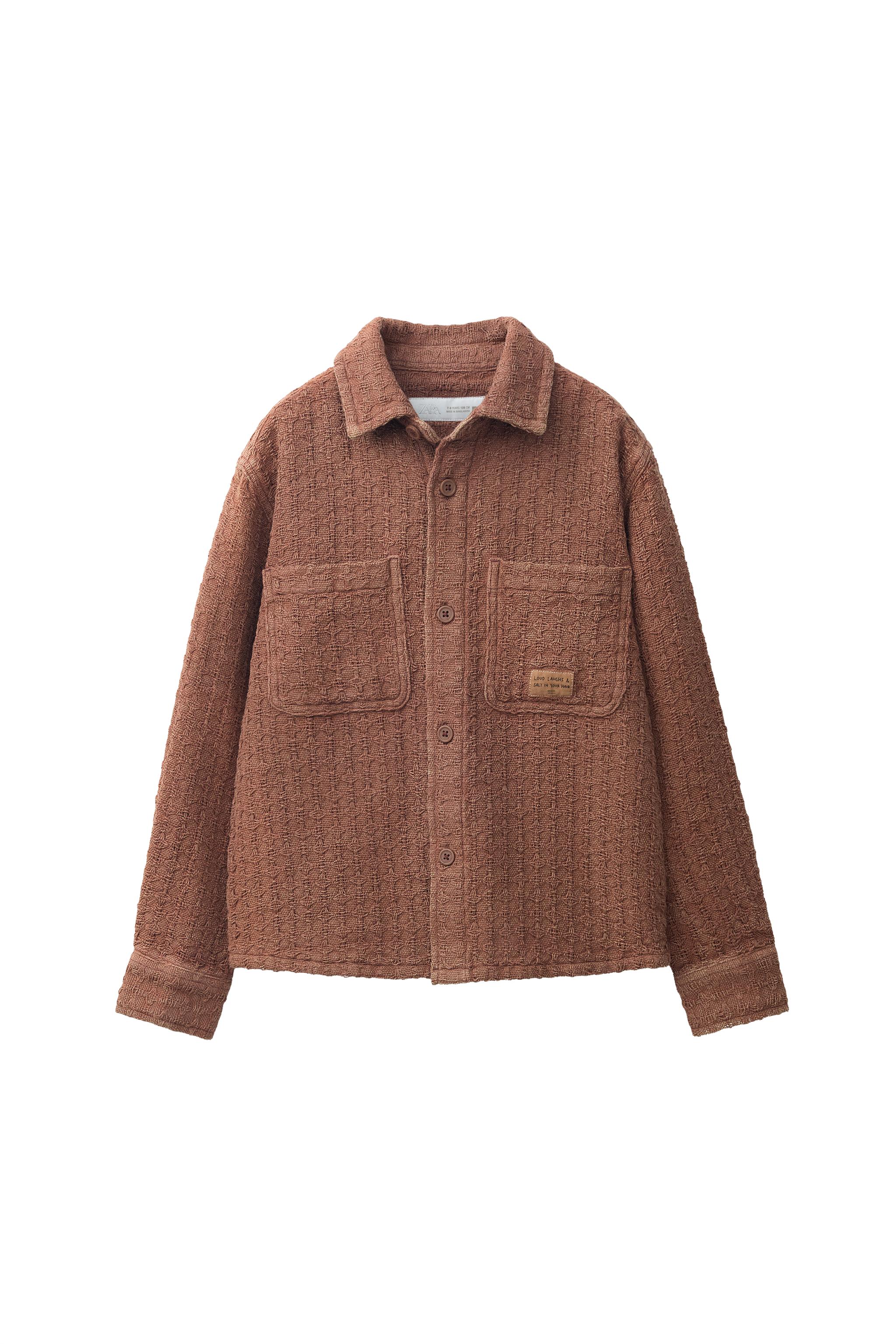 ポケット付きテクスチャーシャツジャケット - テラコッタ | ZARA Japan