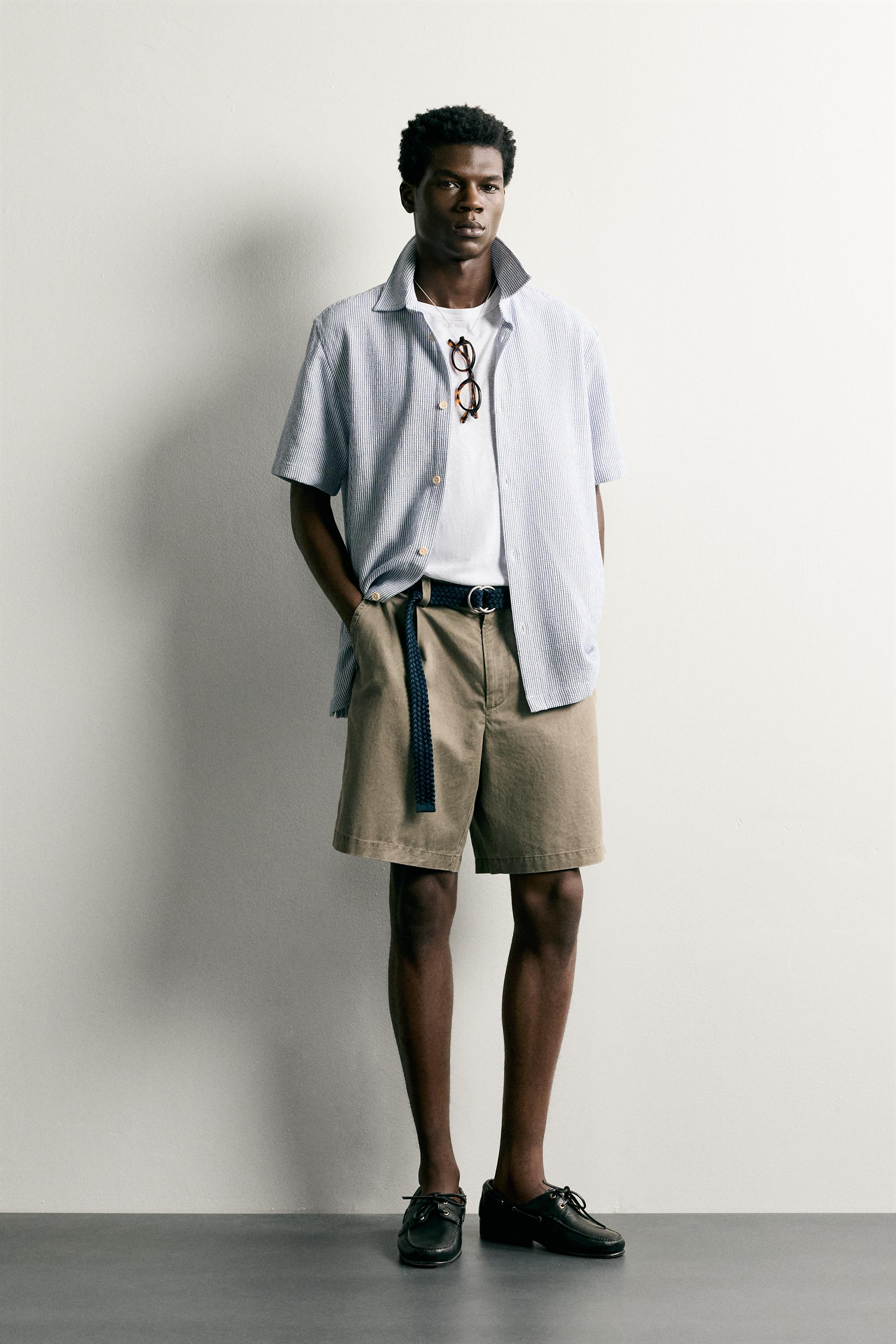 COMFORT TEXTURED SHIRT — Navy / White (alternate view)