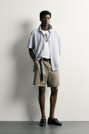 Zara REGULAR FIT TEXTURED SHIRT - Navy / White - Image 0