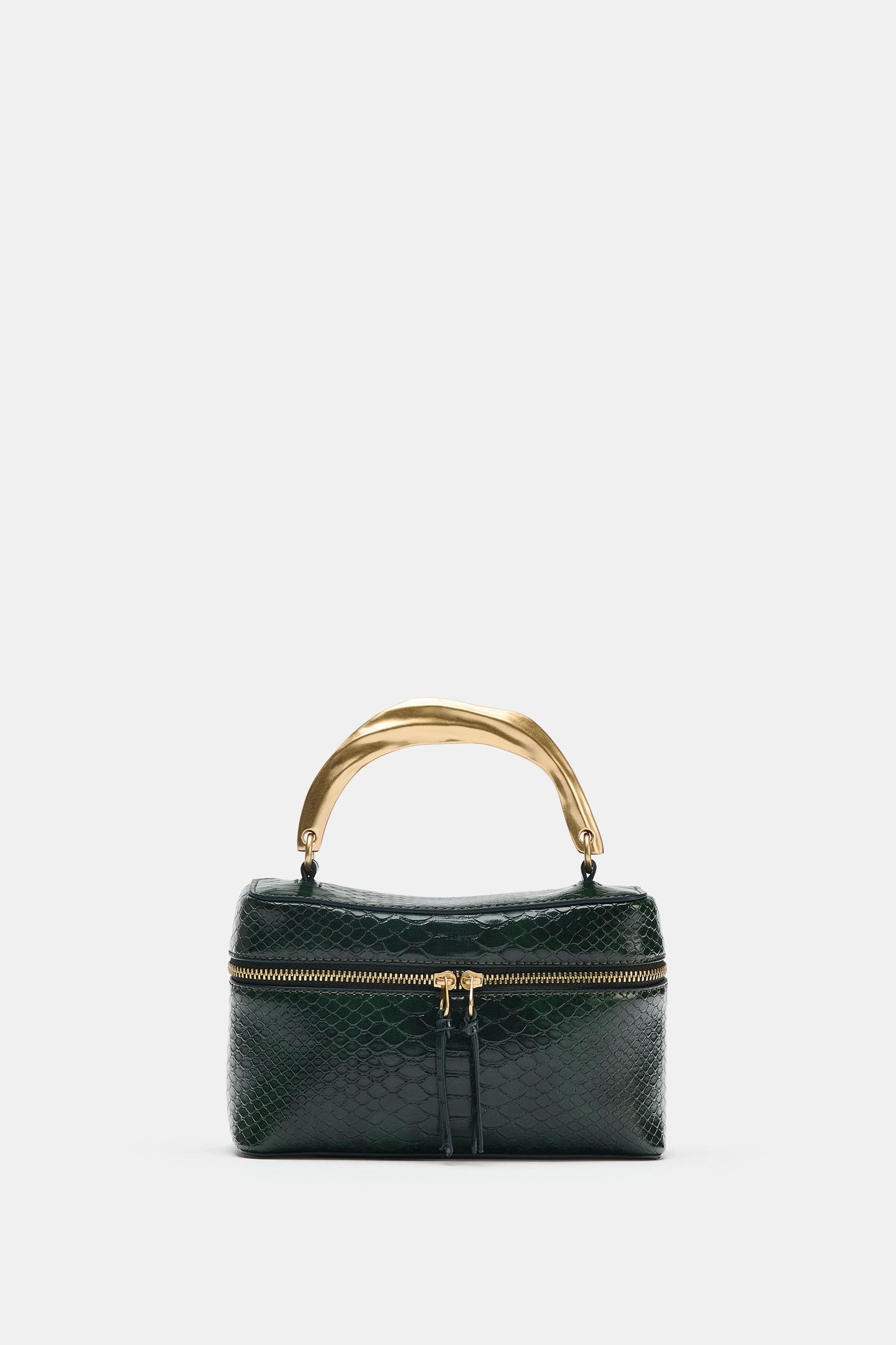 Женская сумка Zara Textured Vanity, цвет: Зелёный — фото 2