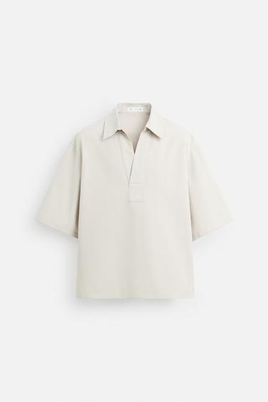 COTTON - LINEN POLO SHIRT - Light beige by Zara