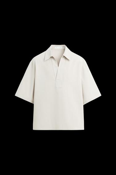 CAMISA POLO ALGODÓN - LINO - Beige claro de Zara - Imagen 0