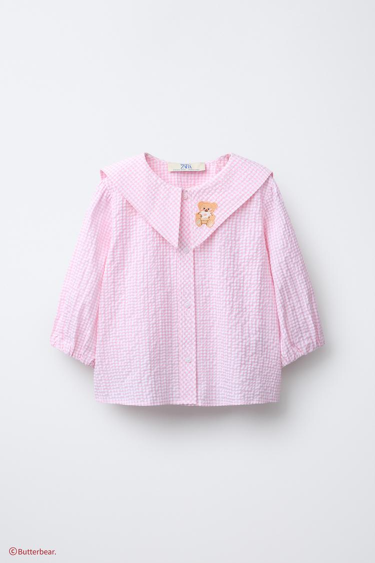 BUTTERBEAR © GINGHAM SHIRT Pink ZARA Singapore