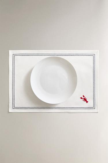 SET DE TABLE BRODERIE LANGOUSTE - Bleu de Zara - Image 4