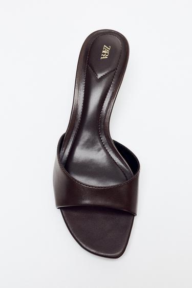 LOW-HEEL MULE SANDALS - Brown by Zara