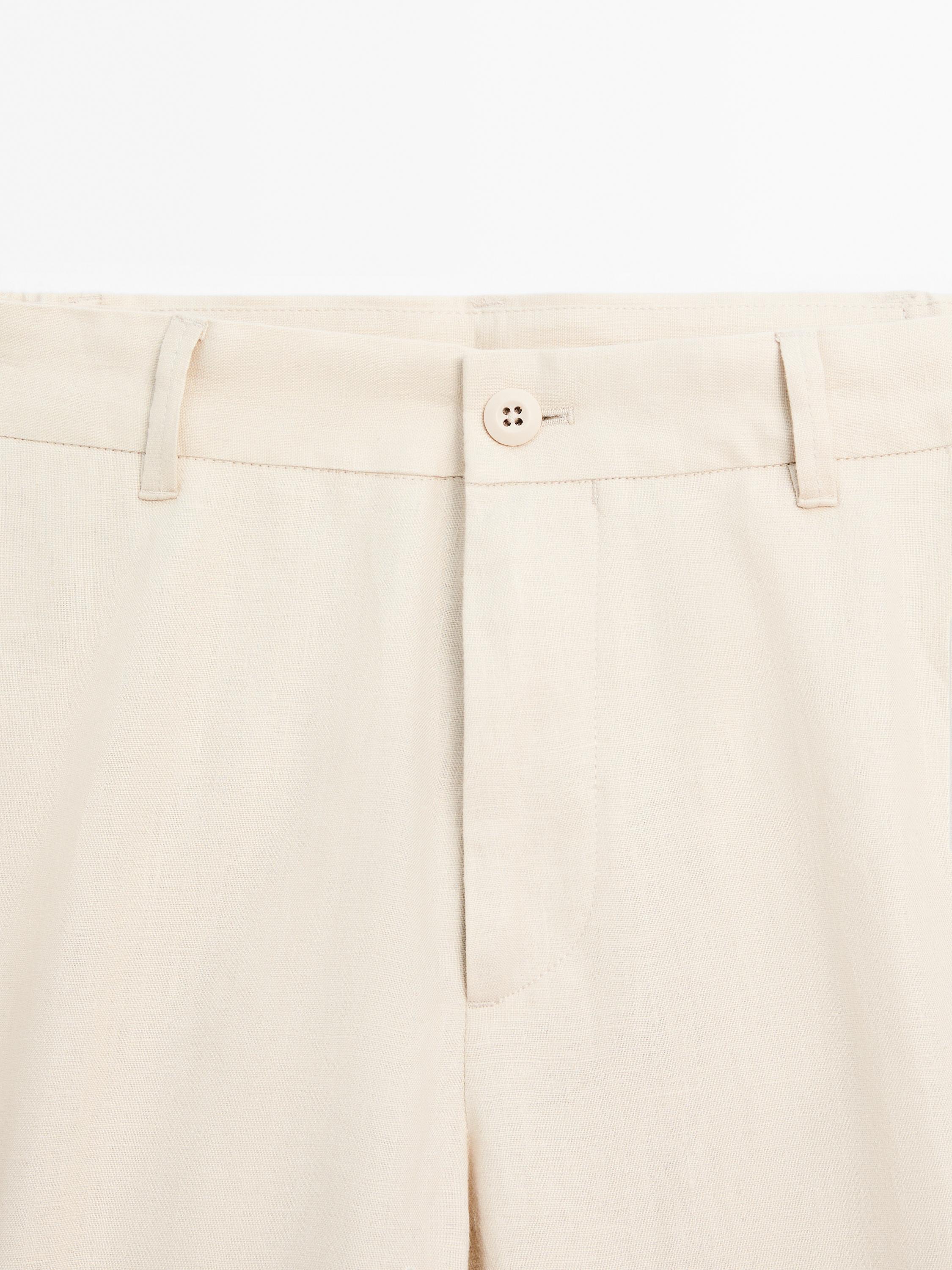 100% linen tapered fit trousers