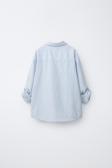 CHEMISE COTON À RAYURES - Bleu de Zara - Image 2