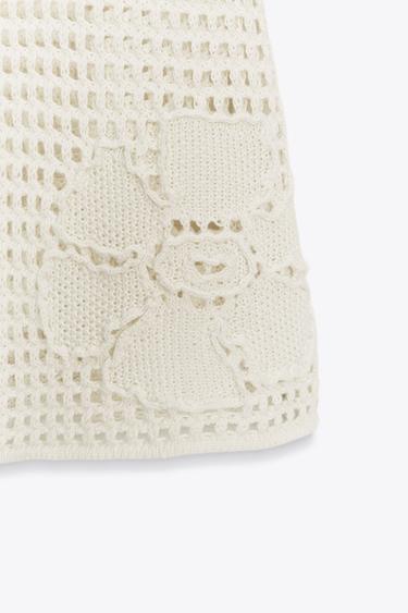 FLORAL CROCHET KNIT DRESS - Ecru by Zara - Image 8