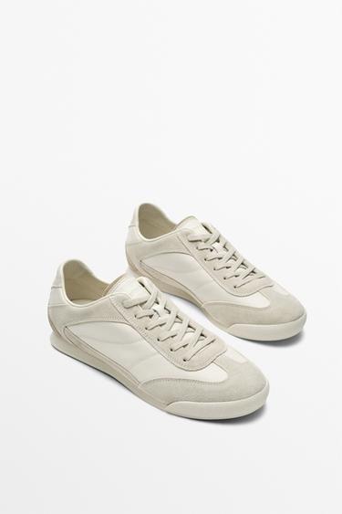 Contrast leather trainers — White 2