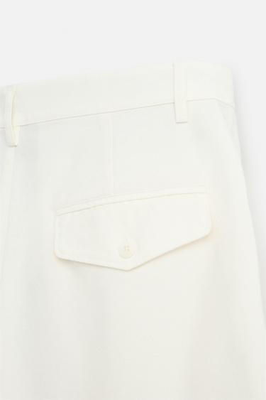 PANTALON STRAIGHT FIT COTON - Blanc cassé de Zara - Image 8