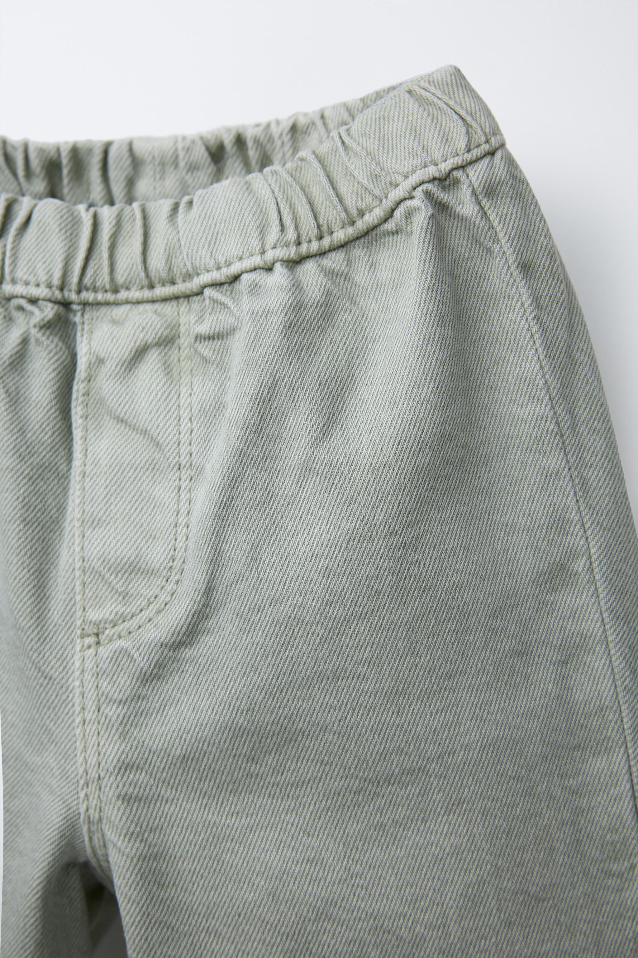 WIDE FIT TWILL PANTS - Mid-green | ZARA United States