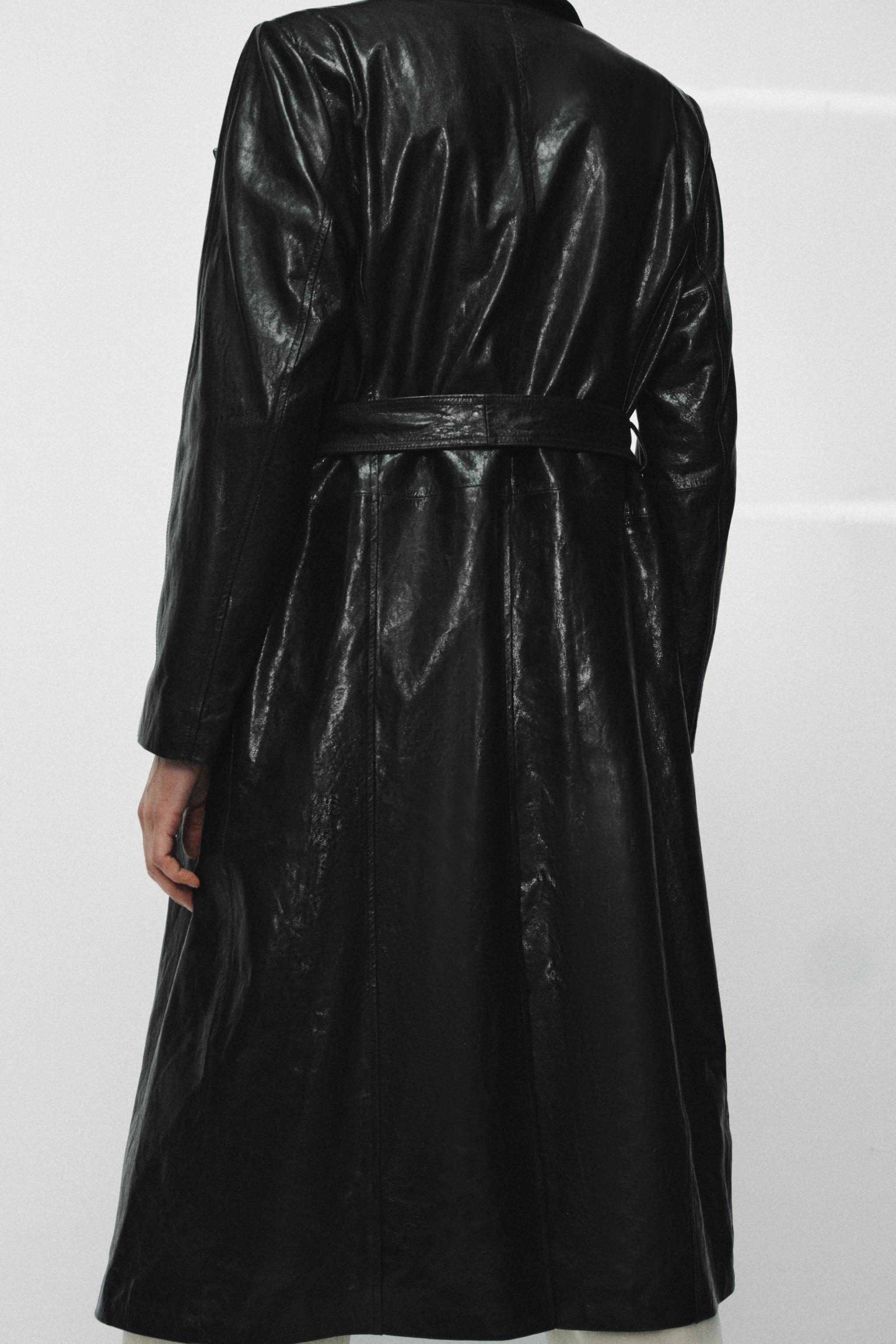 100% LEATHER SHOULDER PAD TRENCH COAT ZW COLLECTION LIMITED EDITION