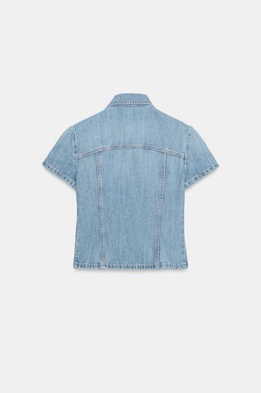 TRF ZIP-UP DENIM SHIRT - Blue by Zara - Image 6