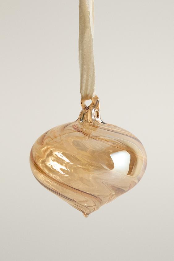 SPIRAL GLASS CHRISTMAS TREE DECORATION - Golden by Zara - Image 0