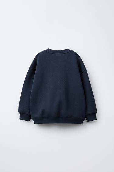 SWEAT BASIQUE À INSCRIPTION - Bleu marine de Zara - Image 1