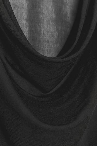 SEMI-SHEER T-SHIRT WITH DRAPED BACK - Black by Zara - Image 5