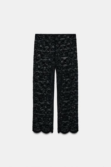 LACE CAPRI LEGGINGS - Black by Zara - Image 4