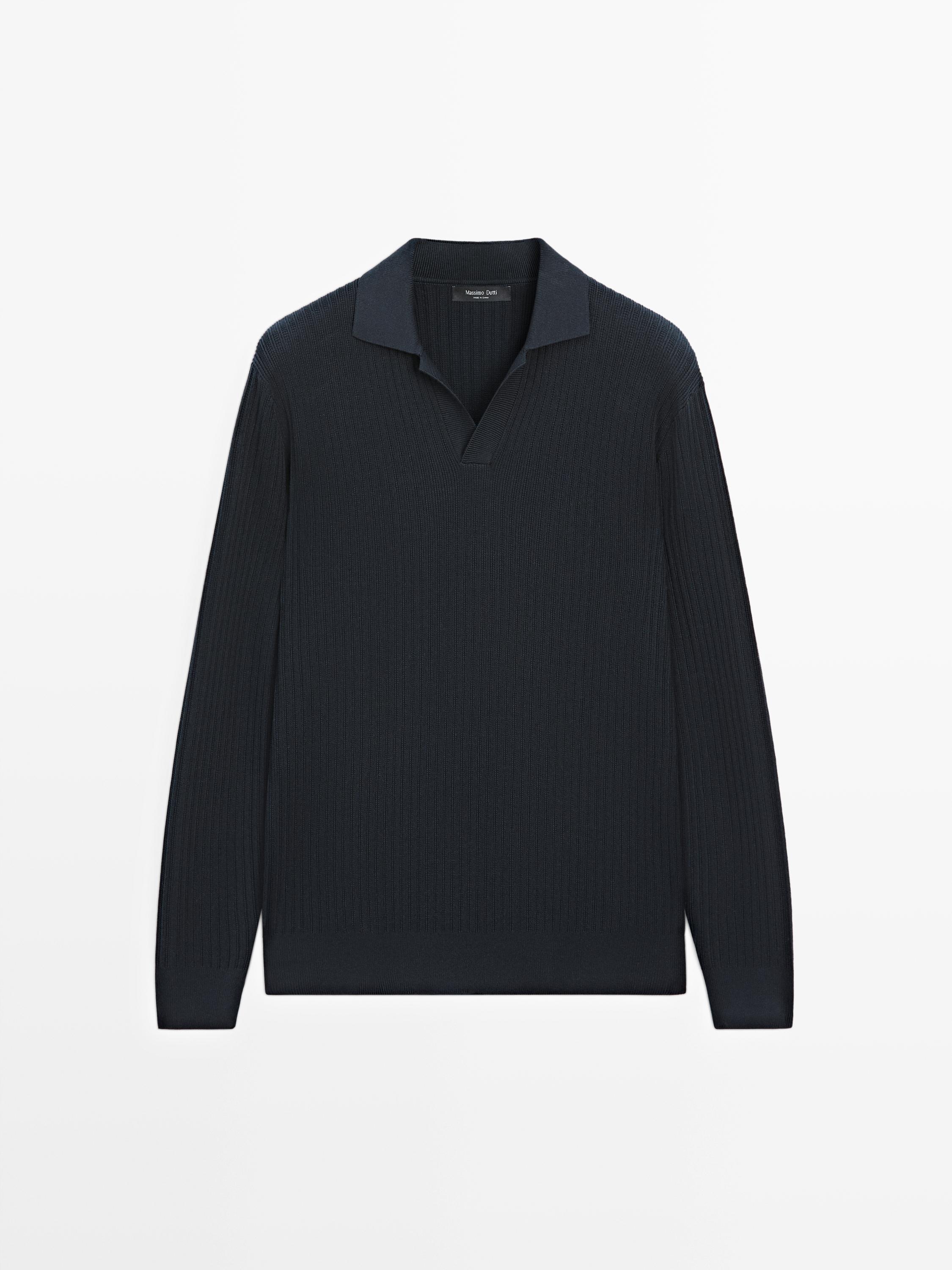 Pull polo en maille de coton mélangé