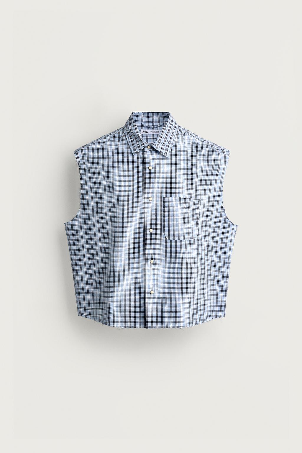 CROPPED FIT CHECK TANK SHIRT
