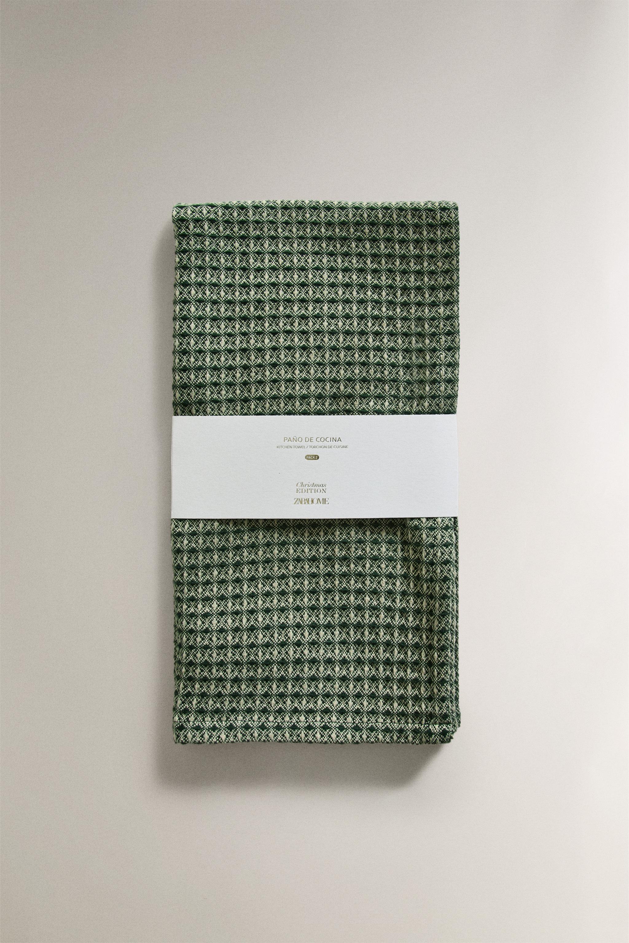 CHRISTMAS WAFFLE-KNIT COTTON KITCHEN TOWEL