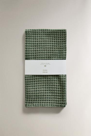 TORCHON DE CUISINE COTON WAFFLE NOËL - Vert de Zara - Image 3