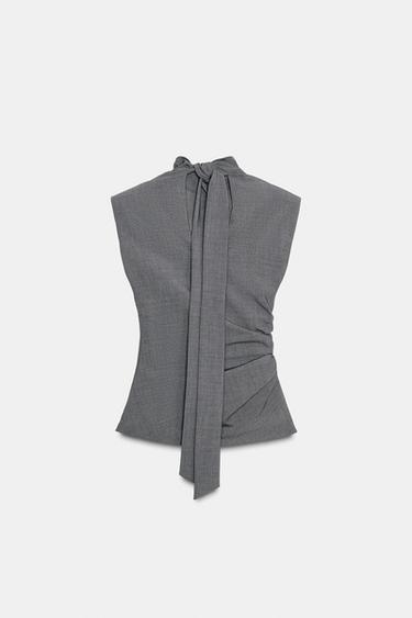 TOP À ÉPAULETTES - Gris foncé de Zara - Image 4