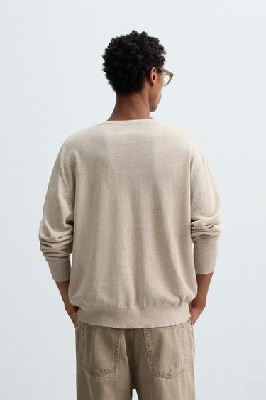 PULL LÉGER EN LIN - Beige chiné de Zara - Image 2