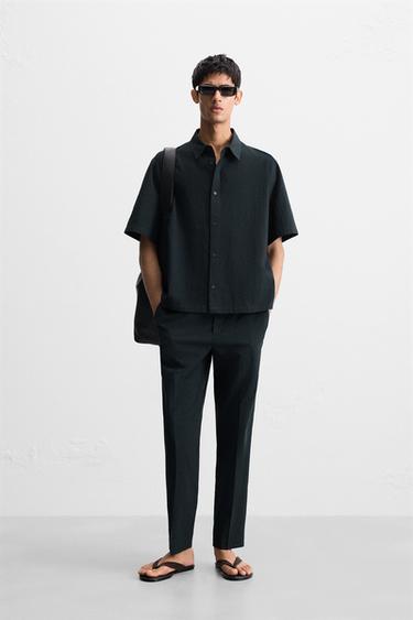 GEOMETRIC JACQUARD TROUSERS - Navy blue by Zara - Image 0