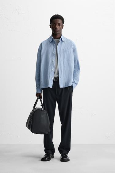 WOOL CHINO TROUSERS - Navy blue by Zara - Image 0