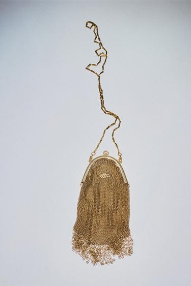 METAL MESH MINI BUCKET BAG - Gold by Zara