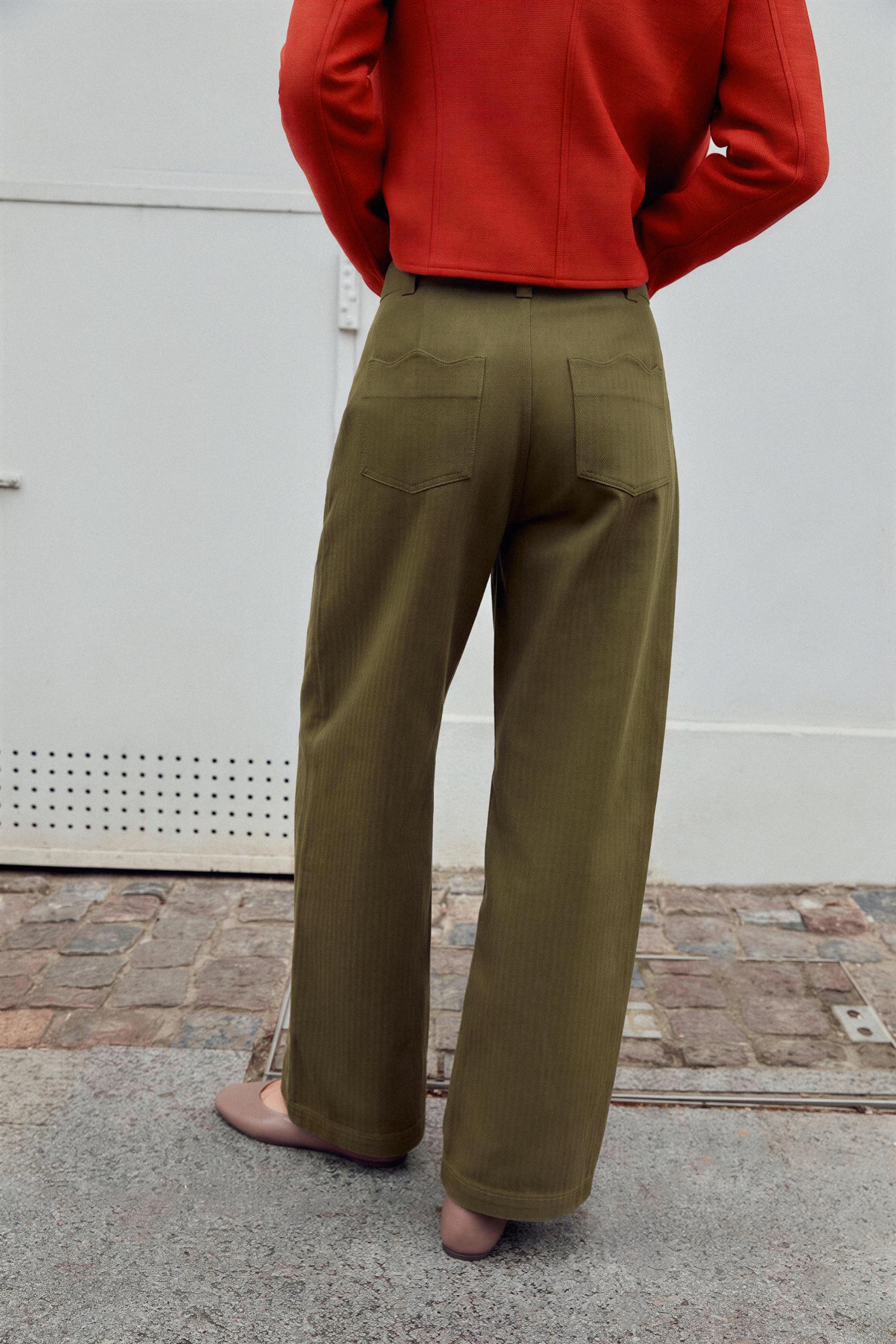 Zara Çizgili Süet Barrel Pantolon görsel 3