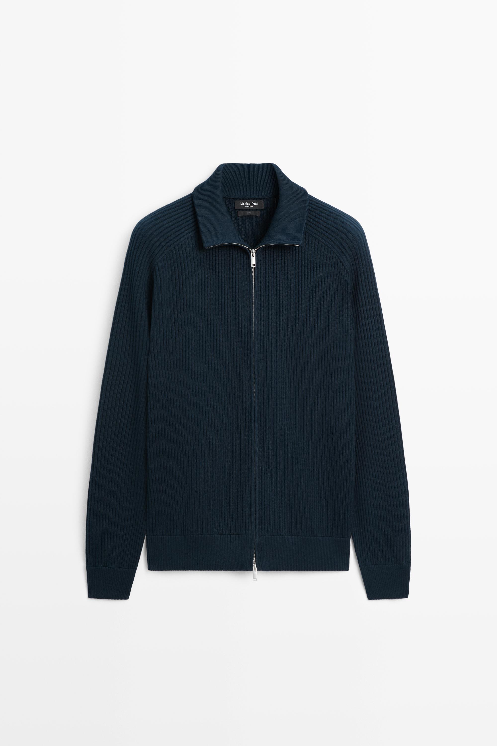 100% cotton ribbed knit cardigan