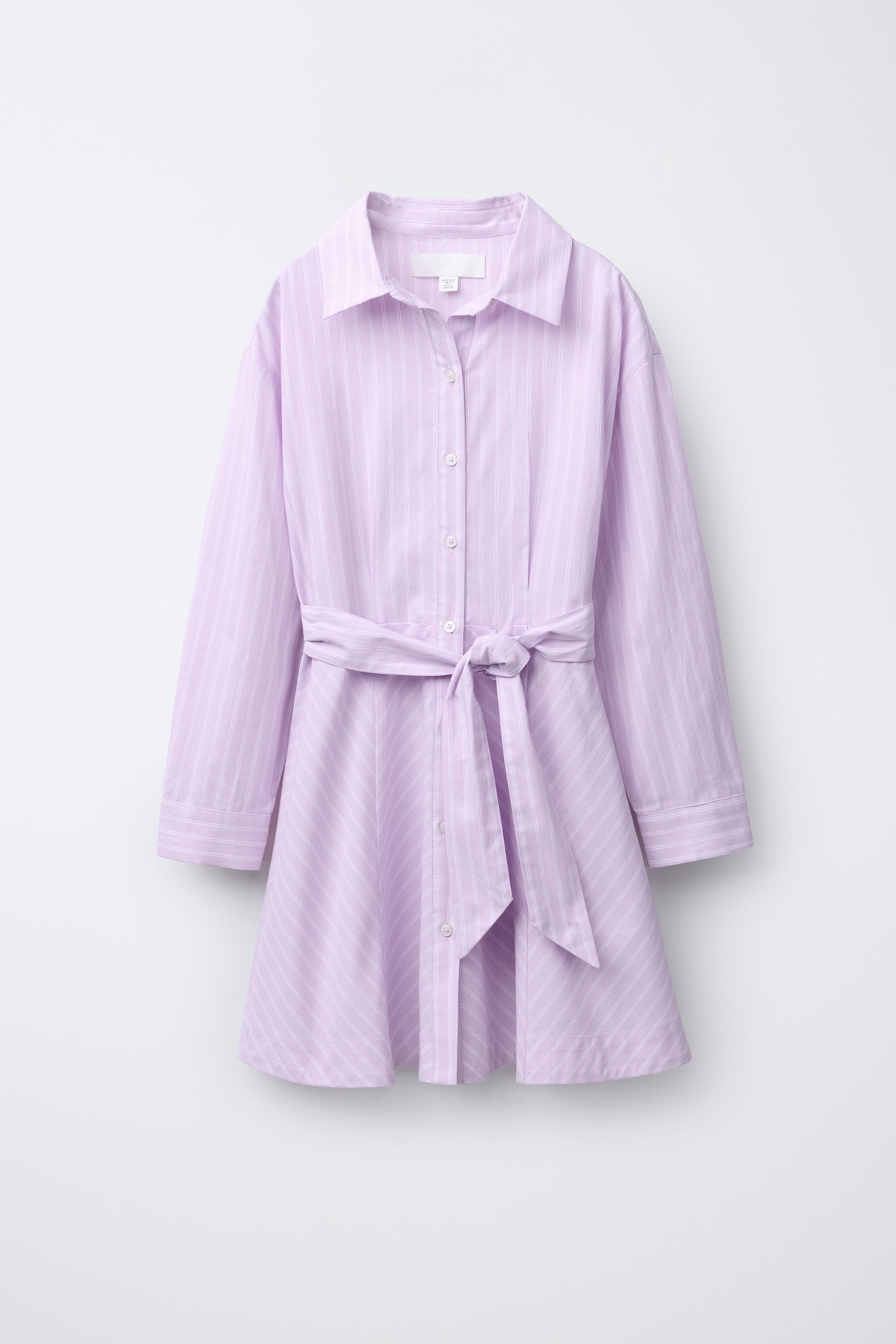 STRIPED SHIRT DRESS - Mauve | ZARA United States