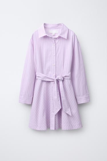 STRIBET SKJORTEKJOLE - violet fra Zara - Billede 0