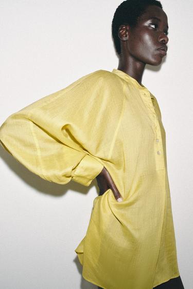 CAMISA FLUIDA CON RAMIO ZW COLLECTION - Amarillo de Zara
