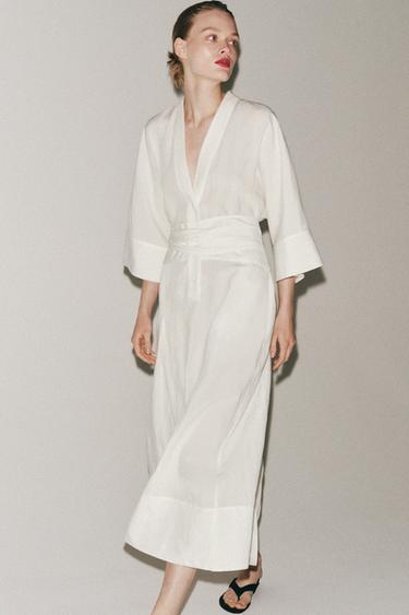 ZW COLLECTION MIDI DRESS WITH BELT - White by Zara - Image 0