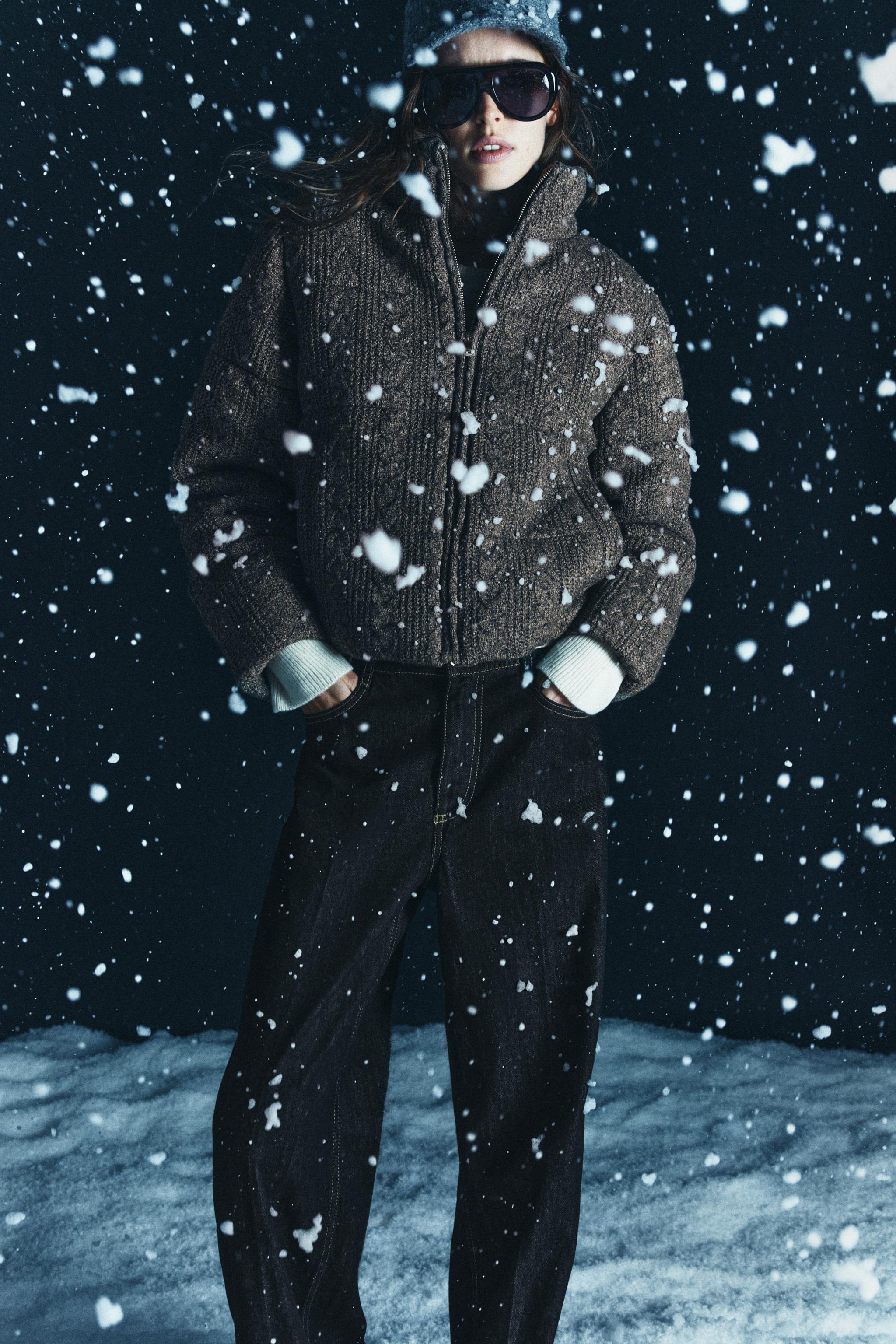 THERMAL INSULATED CABLE KNIT PADDED BOMBER ANORAK