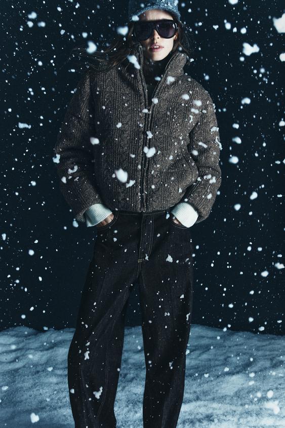 THERMAL INSULATED CABLE KNIT BOMBER ANORAK