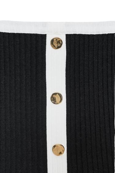 Zara RIBBED KNIT TOP - Black / White