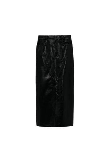 FAUX LEATHER MIDI SKIRT