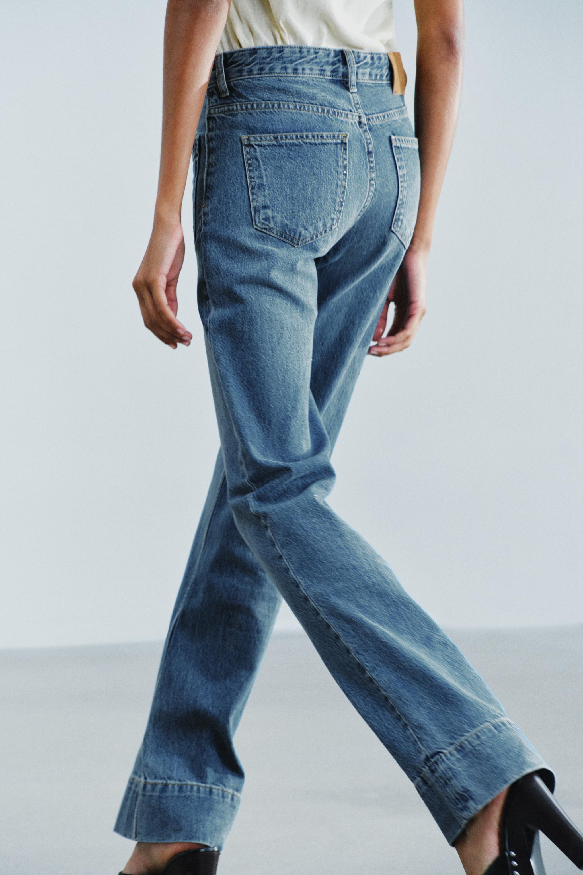 Zara ZW COLLECTION ÇAN PAÇA YÜKSEK BEL YAMA CEPLİ JEAN görsel 5
