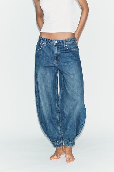 JEANS TRF BALLOON AVEC PASSANT TAILLE NORMALE - Bleu de Zara