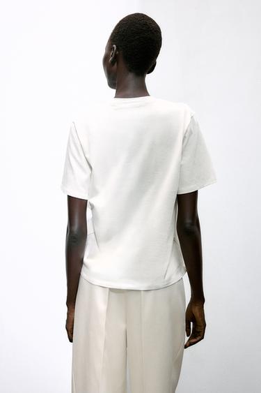 RUFFLED T-SHIRT - White by Zara - Image 3