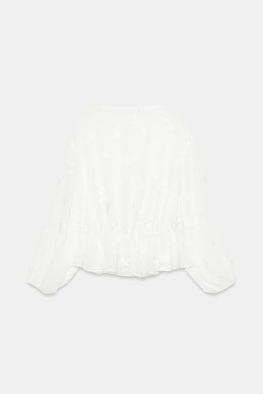 BLOUSE BRODÉE EN PLUMETIS - Blanc de Zara - Image 7